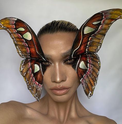 Hair Mood Board, Fae Aesthetic, Butterfly Makeup, Moth Wings, Face Art Makeup, Makeup Academy, Unique Faces, Special Effects Makeup, Makeup Eye Looks