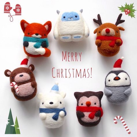 Linda🐼 | Needle Felted Animals on Instagram: “Merry Christmas and Happy Holidays everyone! Thank you so much for all of your love and support this holiday season and throughout the…” Tovad Ull, Needle Felted Ornaments, Polar Bear Ornaments, Felted Christmas, Merry Christmas And Happy Holidays, Instagram Profil, Needle Felting Diy, Needle Felted Christmas, Christmas Felt