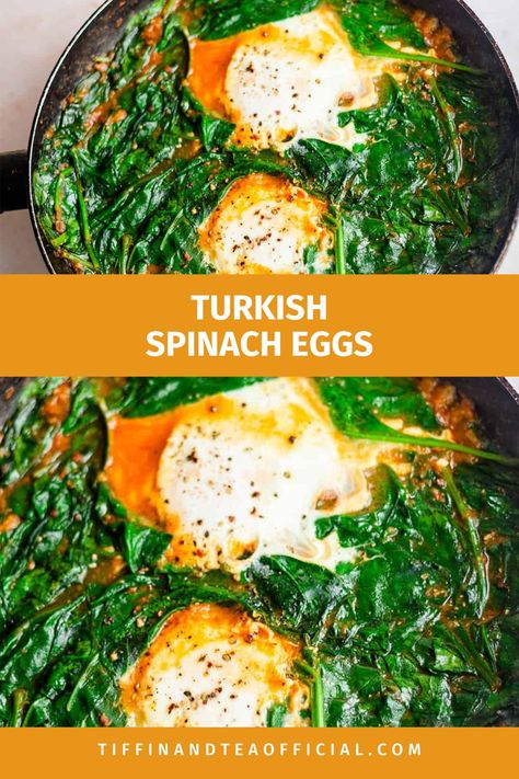 Turkish Spinach Eggs pin Spinach Recipes Breakfast, Spinach And Egg Recipes, Turkish Breakfast Traditional, Breakfast Spinach, Spinach And Eggs, Spinach And Eggs Breakfast, Spinach Eggs, Keto Spinach, Turkish Eggs