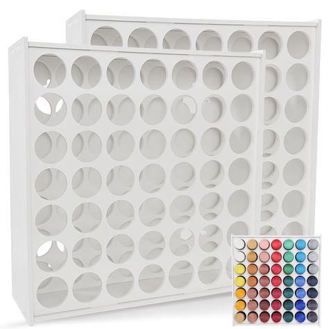 PRICES MAY VARY. Ultimate Acrylic Paint Organizer: Neatly store your craft paints with this Anmbor acrylic paint holder. Featuring a wall-mounted, space-saving design with 49 holes, this organizer is specifically designed to hold 2 oz. bottles of many popular acrylic paints. Compartmental Storage For Convenient Organization: The compartmentalized design of this acrylic paint holder organizer makes it easy to sort and access your paint shades. Say goodbye to a cluttered workspace and hello to a s Organize Acrylic Paint Bottles, Organized Art Supplies, Organize Painting Supplies, Acrylic Paint Storage Ideas, Spray Paint Holder, Craft Paint Storage Ideas, Hair Color Storage Ideas, Acrylic Paint Holder, Acrylic Paint Organizer