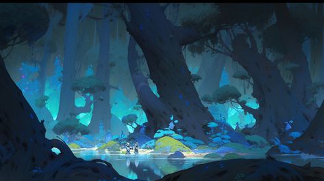 ArtStation - Dark forest Forest Environment Art, Cave Concept Art, Landscape Practice, Outdoor Layout, Moomin Cartoon, Systems Art, Internet Art, Concept Art Tutorial, Forest Color