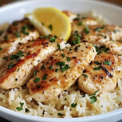 Chicken Scampi with Garlic Parmesan Rice Recipe - My Home Made Recipe Weight Watchers Chicken Scampi, Chicken Scampi With Garlic Parmesan Rice, Garlic Parmesan Rice, Rice Nutrition Facts, Minute Rice Recipes, Chicken Scampi Recipe, Parmesan Rice, Chicken Scampi, Chicken Taco Salad