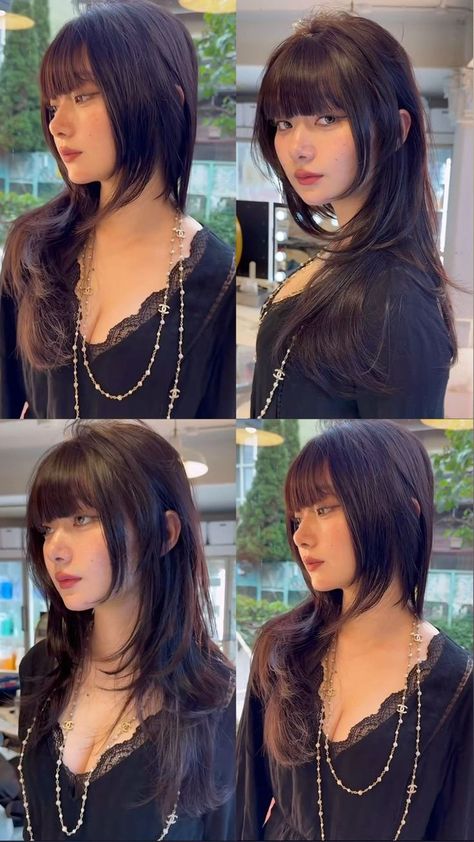 Layered Hair Medium Volume, Layered Long Hair Bangs, Miyamura Hairstyle Tutorial, Tota Haircuts, Crab Hairstyle, Falco Haircut, Japanese Haircut Long, Dyed Hair Asian, Hairstyles For Asian Hair