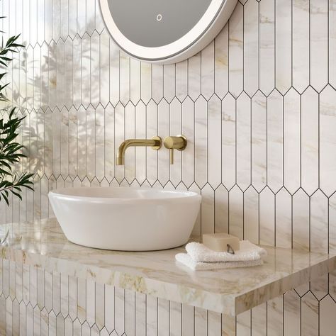 Tile Giant, Small Downstairs Toilet, Cloakroom Toilet, Marble Effect Tiles, Toilet Tiles, Small Toilet Room, New House Bathroom, Downstairs Loo, Mosaic Bathroom