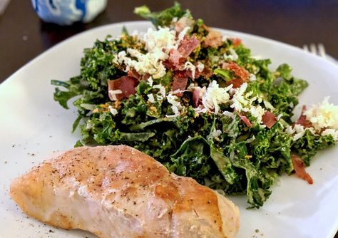 Kale Cesar Salad, Sous Vide Pork, Appetizer Salad, Kale Caesar, Kale Caesar Salad, Caesar Salad Recipe, Poached Egg, Registered Dietitian, Intuitive Eating