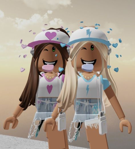 Preppy Roblox Matching Outfits, Matching Outfits Friends, Roblox Bff Profile Pictures, Besties Matching Pfp, Roblox Besties, Preppy Profile, Roblox Matching Outfits, Preppy Besties, Bestie Squad