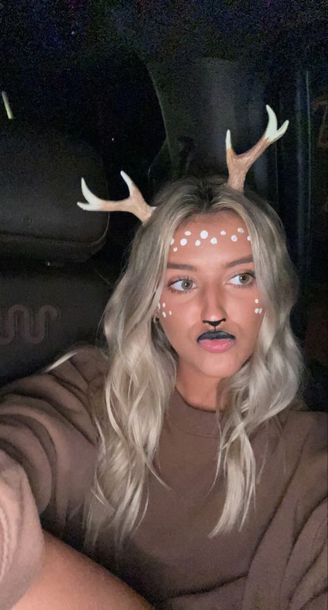 Deer Hunter Couple Costume, Hunter And Dear Costumes, Cute Reindeer Costume, Deer And Hunter Costume Friends, At Home Halloween Costumes For Couples, Doe And Hunter Couple Costume, Deer Antler Costume, Hunger And Deer Couple Costume, Couple Deer And Hunter Costume