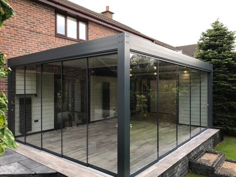 Garden Room Extensions, Bioclimatic Pergola, Rooftop Terrace Design, Room Extensions, Glass Extension, Enclosed Patio, Outside Furniture, Extension Designs, House Extension Design