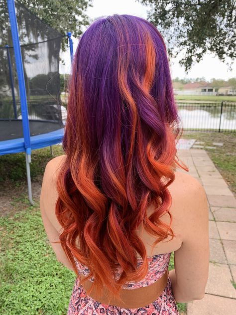 Fall Vivid Hair, Fall Vivid Hair Color, Halloween Hair Dye, Halloween Hair Color Ideas, Halloween Hair Color, Orange Ombre Hair, Orange Hair Dye, Flame Hair, Vivid Hair