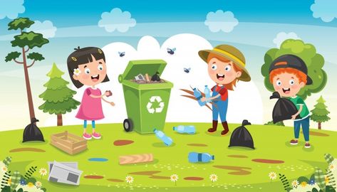 Little children cleaning and recycling g... | Premium Vector #Freepik #vector #water #kids #nature #character Recycle Drawing, Cleaning Cartoon, Nature Character, Clean India, Recycling For Kids, Recycling Facts, Earth Drawings, Botanical Flowers Print, Save Environment