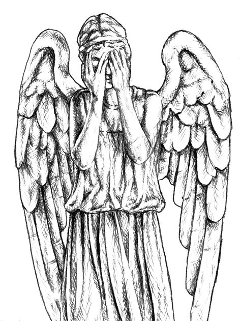 Peeking Weeping Angel Weeping Angels Tattoo, Weeping Angel Tattoo Doctor Who, Weeping Angels Doctor Who, Tattoo With Angels, Doctor Who Drawings Sketches, Weeping Angel Drawing, Dr Who Drawings, Doctor Who Sketches, Doctor Who Angels