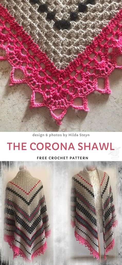 Feminine Crochet Granny Shawls - Shawl Edging Crochet, Crochet Granny Shawl Pattern Free, Crochet Shawl Edging, Crochet Shawl Edging And Borders, Free Thread Crochet Patterns, Granny Shawl, Crochet Shawl Free, Crochet Edging Patterns, Crochet Shawl Pattern Free