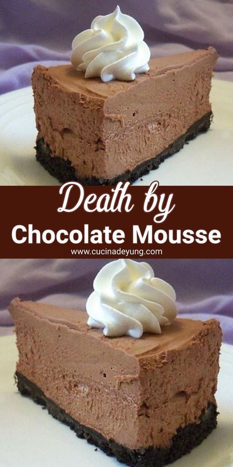 Chocolate Mousse Bars, Mousse Recipes Desserts, Easy Chocolate Mousse Pie, Homemade Mousse, Chocolate Mousse Pie Recipe, Chocolate Desserts Recipes, Sweet Chips, Chocolate Mousse Cheesecake, Chocolate Mousse Desserts