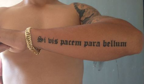 Text Tattoo Placement Men, Latin Forearm Tattoo Men, Unique Quotes For Tattoos, Cool Fonts For Tattoos For Men, Mens Cursive Tattoo, Arm Tattoo Men Writing, Mens Writing Tattoos, Cursive Tattoos Men, Watch Over Me Tattoo Letters