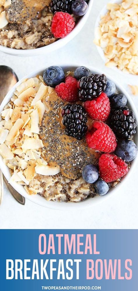 You can't go wrong with hearty Oatmeal Breakfast Bowls! Enjoy a special bowl of this healthy recipe for breakfast loaded with delicious toppings. A quick and easy healthy meal guaranteed to satisfy you until lunchtime. Pin this on Breakfast Ideas and try it! Oatmeal Chia Breakfast, Healthy Oatmeal Bowl, Perfect Oatmeal, Quiche Vegan, Chia Breakfast, Oat Bowls, Breakfast Oatmeal, Smoothie Bowl Healthy, Homemade Oatmeal