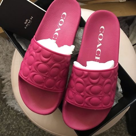 WOMENS COACH QUILTED SLIDES/SANDALS Coach Lucy Sandals, Coach Slides, Coach Sandals, Custom Shoes Diy, Luxury Shoes Women, Pretty Sandals, Womens Slides Sandals, Hype Shoes, Girly Shoes