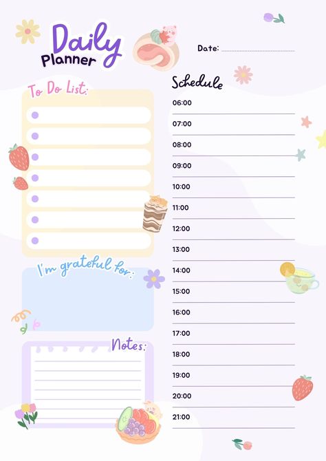 Cute Daily Planner, Daily Planner Printables Free, Undated Daily Planner, Planner Sheets, Schedule Planner, Hole Punches, Cute Planner, Planner Set, Planner Printables Free