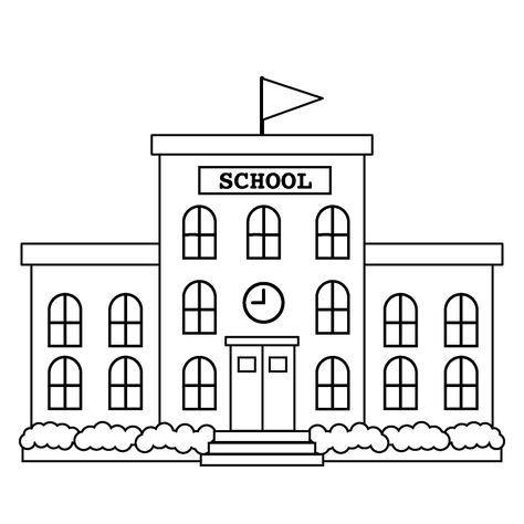 Black and White School Building Download Picture｜illustoon School Kids Clipart, Graphics Black And White, Writing Clipart, Teaching Clipart, Abc Chart, Cartoon Building, Math Textbook, Book Clip Art, Classroom Clipart