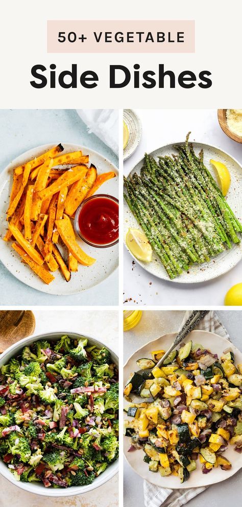 Looking for ways to add more vegetables to your diet? Here are over 50 easy vegetable side dishes with everything from roasted veggies to salads and veggie fries! Simple Side Dishes For Dinner Healthy, Veggie Side Ideas, Elevated Vegetable Recipes, Vegetable Side Dishes That Travel Well, French Vegetable Side Dishes, Easy Veggie Sides Healthy, Incorporating Veggies In Meals, Easy Green Vegetable Side Dish, Vegetable Packed Dinner