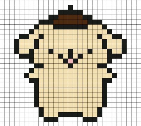 Sanrio Square Art, Pixel Art Ideas Sanrio, Sanrio Crochet Grid, Pixel Art Pattern Easy Cute, Simple Grid Pattern, Pixel Art Ideas Small, Grid Pattern Crochet Pixel Art, Sanrio Pixel Art Grid, Pixel Art With Grid