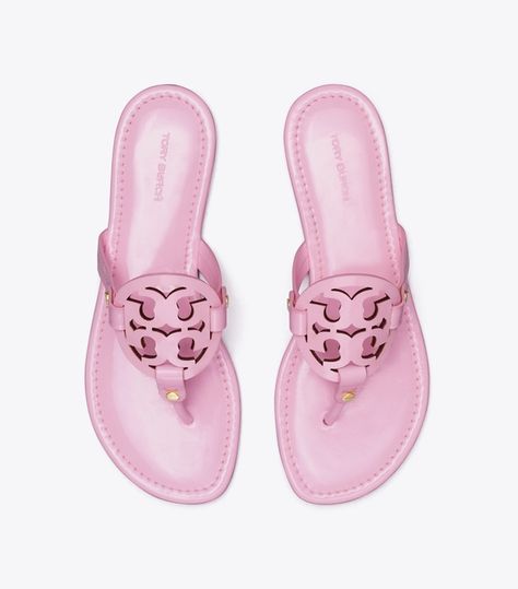 Miller Patent Leather Sandal, Pink Tory Burch Sandals, Preppy Finds, Fye Shoes, Pretty Sneakers, Pretty Sandals, Nice Sandals, Tory Burch Miller Sandals, Miller Sandal