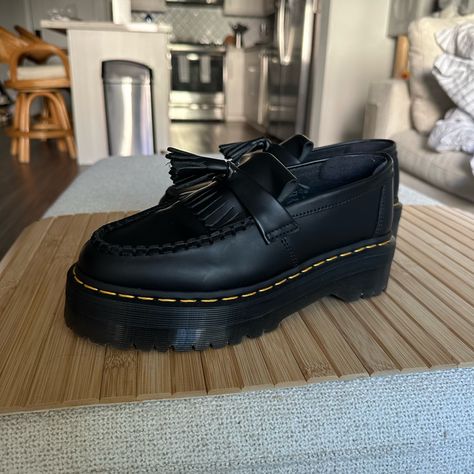 Black Doc Martin Platform Loafers. Worn Once. Super Cute Doc Martin Loafers, Doc Martin Shoes, Doc Martens Loafers, Concert Fit, Doc Martin, Concert Fits, Platform Loafers, Dr Martens Shoes, Martens Shoes