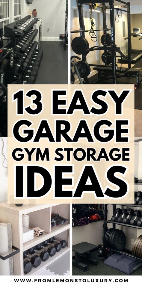 13+ Easy Garage Gym Storage Ideas That Are Smart - From Lemons To Luxury Garage Storage And Gym Ideas, Diy Garage Gym Ideas Small Spaces, Garage Gym Decor Ideas, Garage Gyms Ideas Layout, Home Garage Gym Paint Ideas, Garage Gym Must Haves, Aesthetic Garage Gym, Diy Gym Garage, Garage Exercise Space