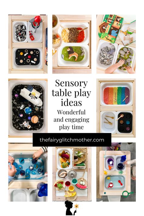 Sensory Bin With Pasta, 3 Year Sensory Play, Sensory Bin Animals, Sensory Flisat Table, Flisat Sensory Bin Ideas, One Year Sensory Bin, Sensory Bin Items, Sensory Ikea Table, Diy Sensory Table With Ikea Bins