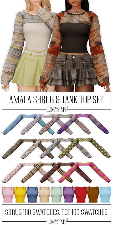 Amala Shrug and Top Sims 4 CC Y2K Grunge Fairy Core Summer/Fall set, 160 + 100 Swatches Sims 4 Cc Headphones Y2k, Sims R Cc Clothes, Simplicity Cc Sims 4, Clothing Sets Sims 4 Cc, Sims 4 Bolero Cc, Sims Cc Tank Top, Sims 4 Accessory Top Cc, Sims 4 Cc Patreon Y2k Clothes, Sims4 Cc Fall Clothes