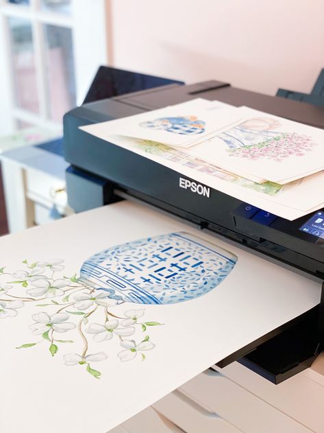 List of the best printers to print your artwork at home, bringing your small business to life. This blog post details which printer is best for color accuracy, fine art, and more | Simply Jessica Marie #artist #artisttips #smallbiz #smallbusiness #smallbiztips #entrepreneur Artwork At Home, Small Printer, Calligraphy Supplies, Art Biz, Nursery Monogram, Hydrangea Colors, Best Printers, Gold Picture Frames, Watercolour Tutorials