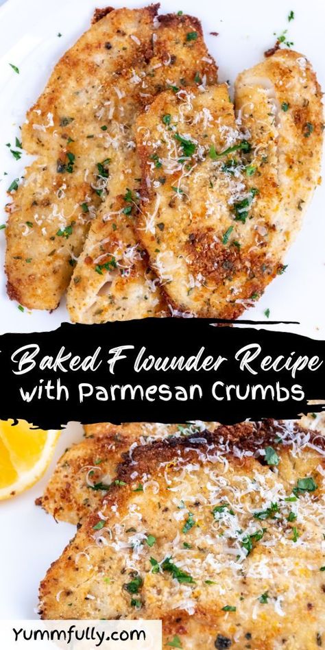 Experience the perfect harmony of flavors in our Baked Flounder Recipe with Parmesan Crumbs, as delicate flounder is adorned with a golden, cheesy breadcrumb topping. Don’t miss out on more delectable recipes – click here to discover a world of divers inspirations Breaded Flounder Recipes Baked, Best Flounder Fish Recipes, Flounder Air Fryer, Baked Flounder Recipes, Breaded Flounder, Flounder Recipes Healthy, Flounder Recipes Baked, Flounder Fillet Recipes, How To Cook Flounder