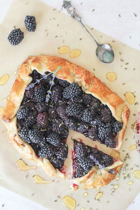 Blackberry Lavender Galette - This Celebrated Life Blackberry Galette, Blackberry Lavender, Dreamy Desserts, Galette Recipe, Culinary Lavender, Cozy Evening, Summer Dessert Recipes, Flaky Crust, Summer Dessert