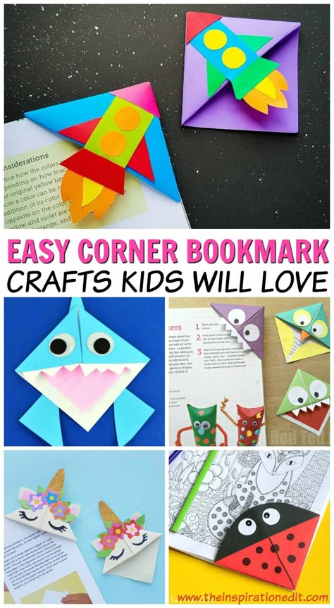 If you’re looking for a fun and easy paper craft to make with the kids then these corner bookmark ideas are sure to be a huge hit! Whether you’re making these paper bookmarks at home or in the classroom, they are a great activity and a fantastic way to promote reading and literacy in the early years and beyond!  #bookmark #cornerbookmark #crafts #craftsforkids Diy Paper Art, Kraf Kertas, Neli Quilling, Craft To Make, Origami Bookmark, Corner Bookmark, Bookmark Ideas, Folding Origami, Bookmark Craft