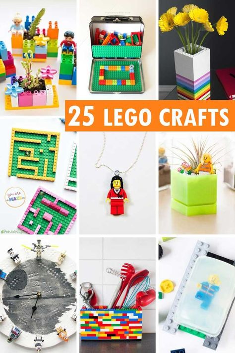 A roundup of awesome LEGO CRAFTS for kids and adults alike. Lego home decor, Lego jewelry, kitchenware, games and more. Lego Crafts For Kids, Lego Home Decor, Lego Art Project, Lego Home, Lego Crafts, Lego Diy Crafts, Lego Jewelry, Lego Gifts, Lego Diy