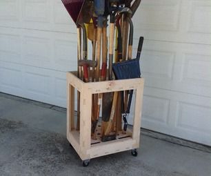 Long Tool Organizer Cart made with CNC-plywood -Brooms, Rakes, Shovels... Lawn Tool Storage, Projek Kayu, Garage Organization Systems, Garden Tool Rack, Garage Atelier, Organization Cart, Garden Tool Organization, Diy Rangement, Garage Tool Storage