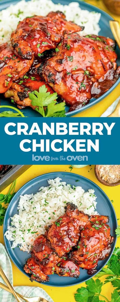 Easy Summer Dinners Air Fryer, Cranberry Chicken Breast, Love From The Oven, Canned Cranberry Sauce, Cranberry Chicken, Easy Dessert Recipes, Meatless Main Dishes, Happy Cooking, Mustard Chicken