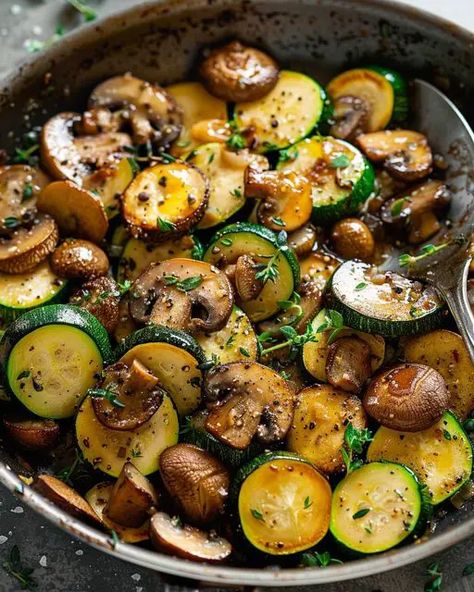 Zucchini Vegetable Medley, Healthy Veggie Side Dishes, Skillet Zucchini, Mushroom Zucchini Recipe, Mushroom Zucchini, Zucchini And Mushrooms, Zucchini Vegetable, Zucchini Side Dishes, Chicken Florentine