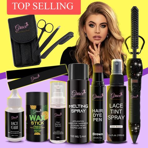 Searching for the best of the hair products to buy? Check out our hair shopping guide, including our top-reviewed. Wig Accessory Essentials Kit Lace Front Wig Glue & melting spray, Elastic Band, Hair Wax Stick, dye pen, Edge Brush, Razor Tool and 500F Hot comb. #wigs #wigsforsale #wiginstall #wigstyling #wigtutorial Lace Tint Spray, Hair Shopping, Wig Glue, Hot Comb, Edge Brush, Wig Care, Hair Extension Tools, Wax Stick, Edges Hair