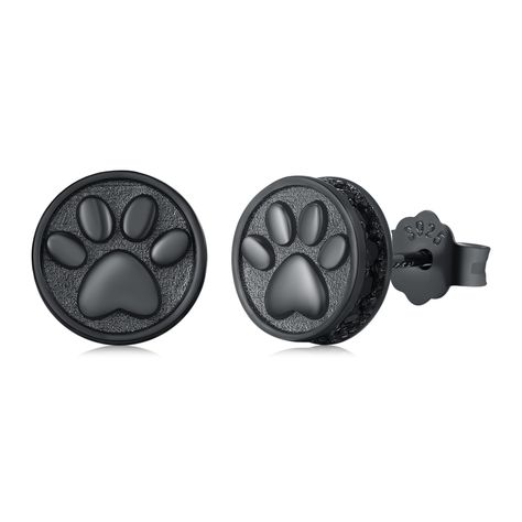 PRICES MAY VARY. 【Paw Earrings】Gift for pet lover! Black minimalist earrings, let your pet close to your heart and comfort you. 【Cat Earrings for Women】Paw Earrings Made of high quality 925 sterling silver, Exquisite polish technique made every details smooth and bright. hypoallergenic, comfortable to wear, be safe for skin. 【Paw Earrings for Women】 Such a beautiful shape and strong love, No matter Valentine's day, mother's day, birthday or Christmas, this paw earrings is absolutely suitable as Paw Earrings, Black Hoops Earrings, Black Stud Earrings, Sterling Silver Cat, Black Stud, Dog Jewelry, Silver Cat, Black Jewelry, Cat Earrings