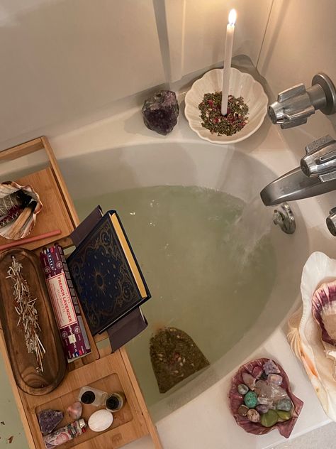 Bathroom With Crystals, Spiritual Baddie Room Aesthetic, Clean Witchy Aesthetic, Crystals On Windowsill, Spiritual Self Care Aesthetic, Clean Witch Aesthetic, Goddess Apartment, Zen Vibe Photos For Some Calm, Spiritual Decor Ideas Home