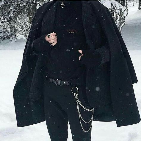 Man In Black, The Snow, A Man, Black