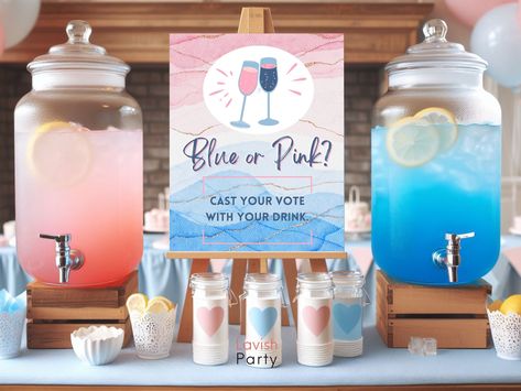 🌟 What's Included: A charming Blue or Pink? Cast your vote with your drink sign in 8.5x11. This sign comes with 2 versions. Version 1: Full color pink and blue Version 2: Ink saving version - white background This sign allows your guests to participate in a fun activity by choosing a pink or blue drink to represent the gender they think the baby will be. This Sign Is Perfect For Any: Gender Reveal or Baby shower ✨ How to Access Your Purchase: Add the sign to your cart and complete your purchase Gender Reveal Drinks, Gender Reveal Baby Shower Themes, Creative Gender Reveals, Pregnancy Gender Reveal, Gender Reveal Games, Gender Reveal Party Theme, Gender Reveal Themes, Gender Party, Gender Reveal Party Decorations