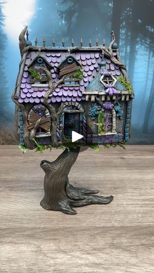 Dollar Store Dollhouse Haunted House, Dollar Tree Halloween House Diy, Dollar Tree Haunted Doll House Diy, Dollar Tree Halloween House, Dollar Tree Dollhouse Makeover, Witches Cabin, Dollar Tree Haunted House, Witchy Houses, Halloween Doll House