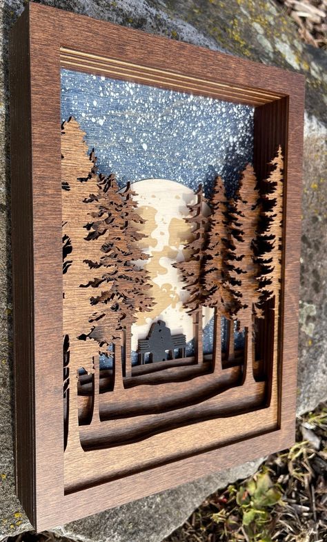 Lovers/couple in Forest 3D Wood Shadow Box Scene / Laser Cut - Etsy Canada Layer Wood Art, Laser Cut Layered Art, Layered Wood Wall Art, Wood Projects Laser, Laser Cut Wood Art, Layered Wood Projects, Layered Laser Cut Art, Laser Cut Christmas Ideas, Laser Printer Projects Ideas