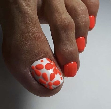 Summer Gel Toe Nails: Chic 2024 Designs for Vibrant Pedicures and Color Ideas Orange Toenail Designs, September Pedicure Ideas, Strawberry Pedicure, Gel Toes Designs, Orange Toe Nail Designs, Pedicure Ideas Summer 2024, Summer Toes 2024, Fun Pedicure, Summer Toenail Designs