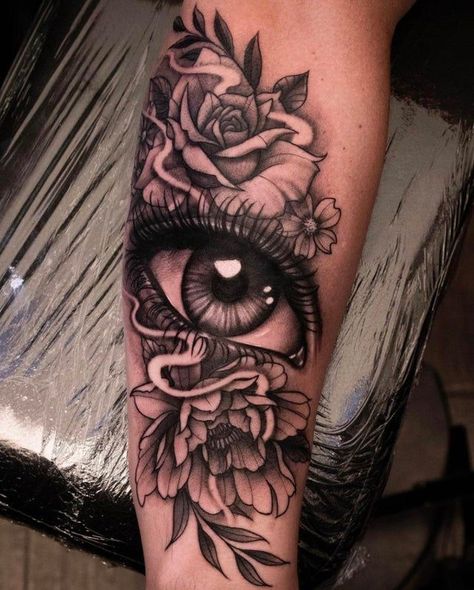 Asylum Tattoo, Realistic Eye Tattoo, Phoenix Tattoo For Men, Flores Tattoo, Magic Runes, Eyes Tattoo, Cool Tattoo Drawings, Ear Tattoo Ideas, Skull Sleeve Tattoos