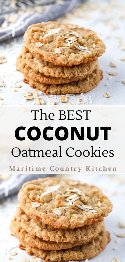 Coconut Raisin Cookies, Coconut Almond Oatmeal Cookies, Oatmeal Coconut Pecan Cookies, Oatmeal Coconut Cookies Chewy, Coconut Cookies Easy, Oatmeal Cookies With Coconut, Coconut Oatmeal Cookies, Coconut Cookies Recipes, Oatmeal Coconut Cookies