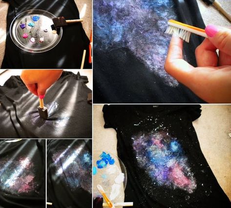 How To Make Your Own Galaxy Shirt diy craft crafts diy crafts diy clothes kids crafts craft fashion craft shirt teen crafts art crafts Diy Fashion Trends, Diy Galaxy, Galaxy Shirt, Diy Tumblr, Washi Tape Crafts, Galaxy T Shirt, Diy Clothes Videos, Tshirt Crafts, Galaxy Print