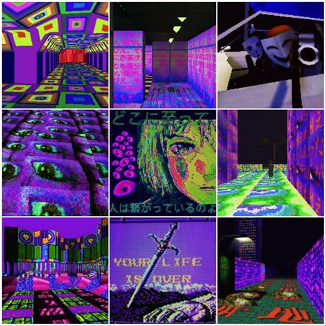 Webcore Color Palette, Weirdcore Color Palette, Backrooms Moodboard, Dreamcore Moodboard, Webcore Moodboard, Alien Moodboard, Weirdcore Moodboard, Character Mood Boards Aesthetic, Old Webcore