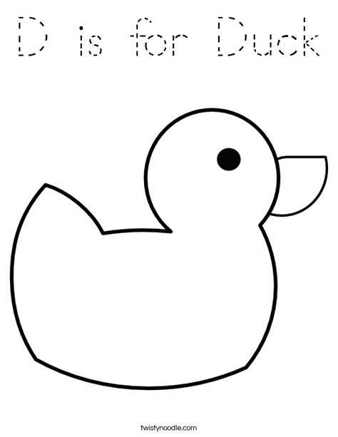 D is for Duck Coloring Page - Tracing - Twisty Noodle D Is For Duck, Make Way For Ducklings, Duck Crafts, Schrift Design, Holiday Lettering, Alphabet Crafts, Bird Coloring Pages, Preschool Letters, Preschool Theme